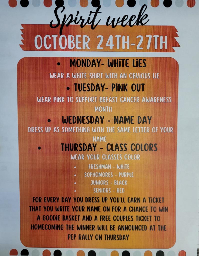 Spirit Week Dress Up Poster